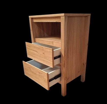 Mesa de luz Paraíso hueco y 2 cajones PINTADA Y LUSTRADA