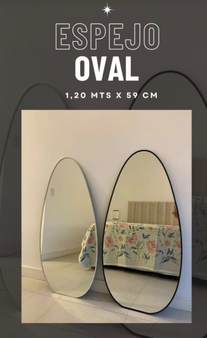 Espejo Oval con burletes blanco/negro 1.20x59, EFECTIVO 10% OFF