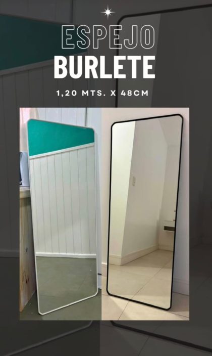 Espejo rectangular 1.20x48 con burlete blanco/negro, EFECTIVO 10% OFF