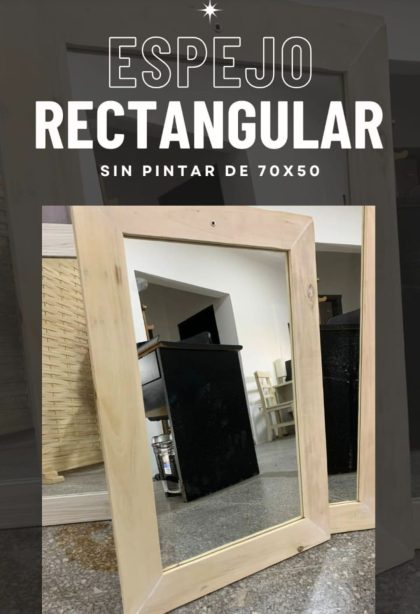 Espejo Rectangular marco madera sin pintar 70x50, EFECTIVO 10% OFF