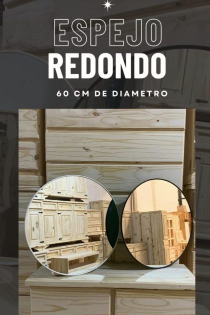 Espejo redondo con burlete blanco /negro de 60 centímetros de diámetro, EFECTIVO 10% OFF