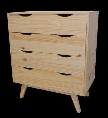 Cómoda Nórdica 4 cajones con guías metálicas medidas 1.00x40x80