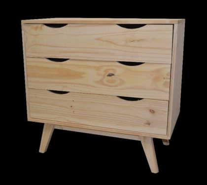 Cómoda Nórdica 3 cajones con guías metálicas medidas 80x40x80