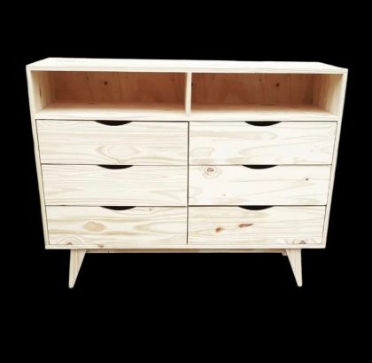 Cómoda Nórdica espacio y 6 cajones con guías metálicas medida 1.20x40x90