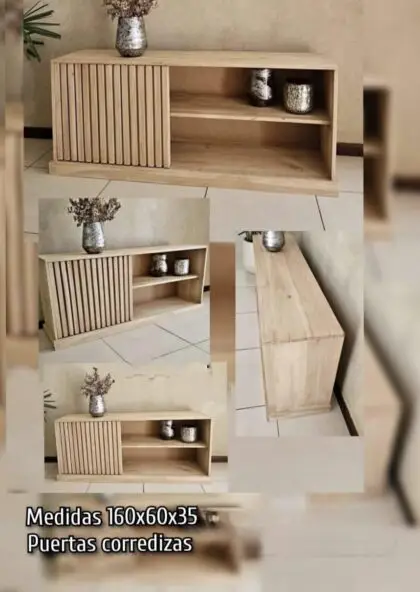 RACK TV ÁLAMO MACIZO 1.60X60X35, EFECTIVO 15% OFF