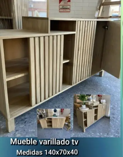 RACK VARILLADO DE ÁLAMO 1.40X70X40, EFECTIVO 15% OFF